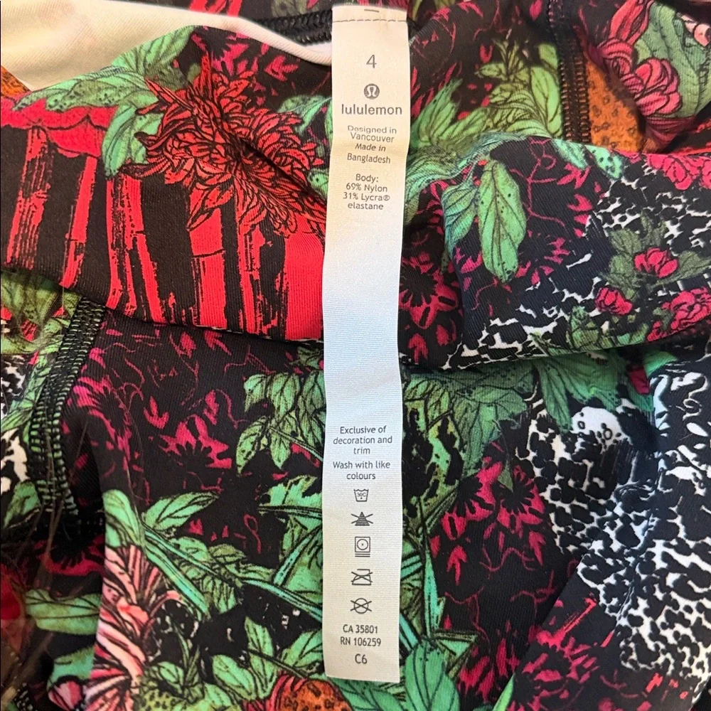 lululemon wunder under HR 1/2 tight floral 17”athletic leggings size 4